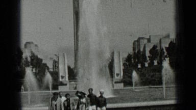 1937: tourists are enjoying to use wonderful waterfalls SAN FRANCISCO