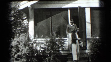 1939: the boy was closing door and going to outing. CLEAR LAKE CALIFORNIA
