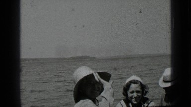 1939: peoples are enjoying boat ride in sea. CLEAR LAKE CALIFORNIA