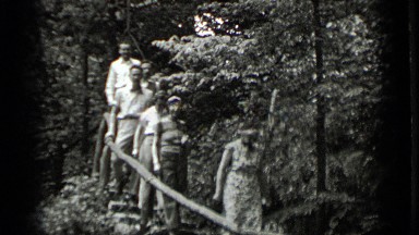 1939: group of people on leisurely stroll in woods CLEAR LAKE CALIFORNIA