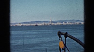 1939: view of ocean and skyline from boat SAN FRANCISCO