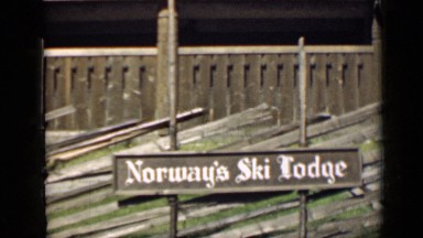 1939: lady entering lodge fast and her waiting friends