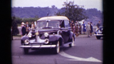 1940: Officials Coming From Vintage Car And Turning Car CANADA