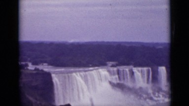 1940: Water Falling Down from Top of Rock Canada