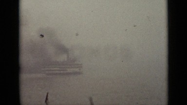 1940: steam engine ship is floating in sea CANADA