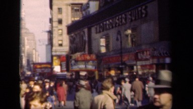 1941: people gathered on road NEW YORK
