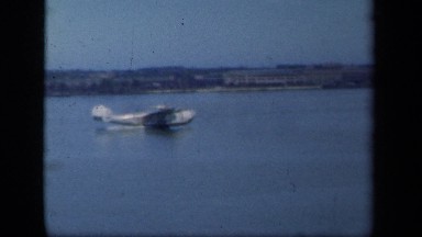 1941: seaplane takeoff from water NEW YORK