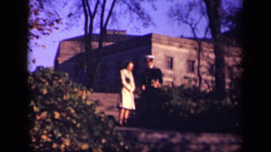 1941: the man and woman talking and walking NEW YORK
