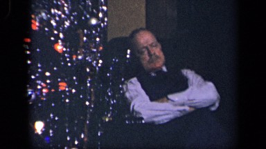 1942: older man sleeping sitting up with arms crossed SEBRING OHIO