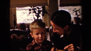 1942: two boys eat crackers with father SEBRING OHIO