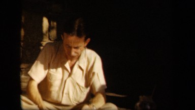 1943: people gathered and eating SKYLINE DRIVE VIRGINIA
