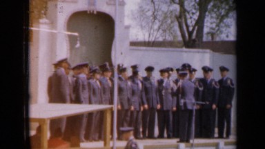 1959: an armed forces bandmaster giving instructions to his personnel