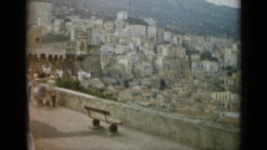 1962: Plaza with Art Forms Overlooks Densely Populated Mountainside City Monaco