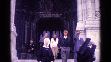1962: people's coming out of big building from stairs PARIS FRANCE