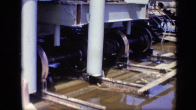 1971: Huge Structure on Wheels Floating on Water Surface in Moscow Russia