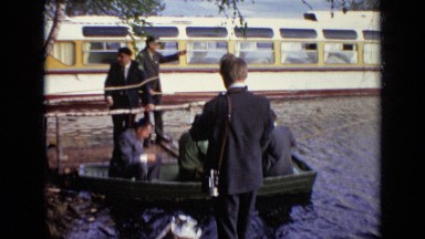 1971: group of people are fishing and taking photos while fishing MOSCOW RUSSIA