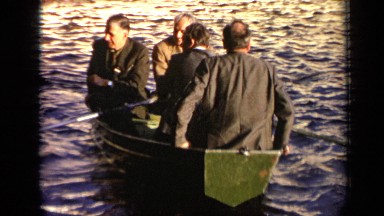 1971: some peoples are raising boat without knowing how to raise. MOSCOW RUSSIA