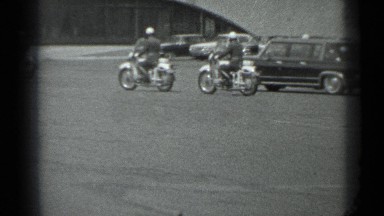 1983: car with four cops or police guarding and escorting on its way RUSSIA