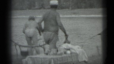 1983: women facing her face in their camping RUSSIA