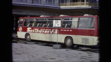 1971: sovtransavto bus backing out of parking area MOSCOW RUSSIA