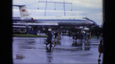 1971: people walking near airplane MOSCOW RUSSIA