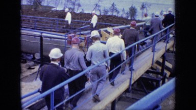 1971: worker walking on bridge MOSCOW RUSSIA