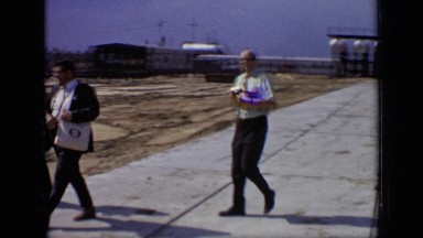 1971: people gathered and walking on road MOSCOW RUSSIA