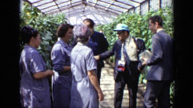 1971: the people were walking between leaves MOSCOW RUSSIA