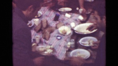 1967: people having their meal together at daytime and enjoying day RUSSIA