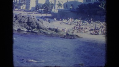 1970: people are relaxing and enjoying in beach resort PUERTO RICO
