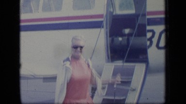 1970: lady landing by flight and give pose for taking photography PUERTO RICO