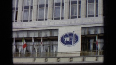 1971: Big Building with Lots of Different Countries Flags Moscow Russia