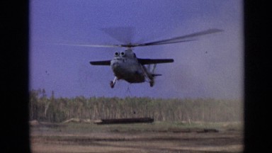 1971: helicopter lifting wood MOSCOW RUSSIA