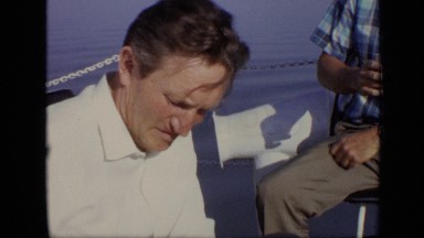 1971: the people were sitting in boat and drinking MOSCOW RUSSIA