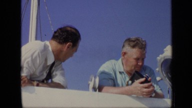 1971: men on deck discussing some business MOSCOW RUSSIA