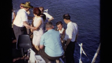 1971: group of people boat ride MOSCOW RUSSIA