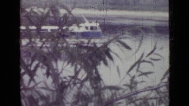 1967: Water Taxi Sailing Fast Down River on Windy Day Russia