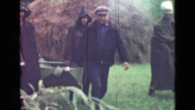 1967: people taking wooden box and walking RUSSIA