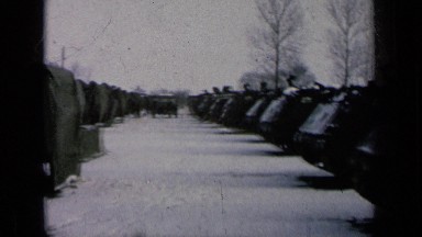 1963: us army tanks parked in rows being inspected during winter GERMANY