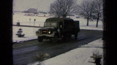 1963: Lorry Moving on Misty Road in Germany