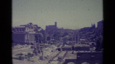 1962: Town with Vintage Model Buildings and Happy People in Vatican City