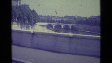 1962: Moving Car on Road with Bridge and Trees, Vatican City