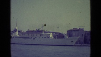 1962: Big Ship Carry Loads and Standing Near Harbour Venice Italy