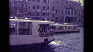 1962: group of people waving from back of water taxi in italy VENICE ITALY