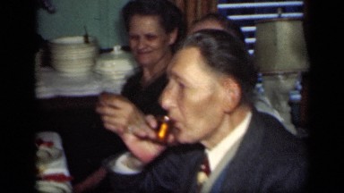 1949: group of people's drinking vodka party during night time NEW YORK