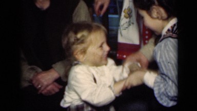 1949: two girls playing and hugging NEW YORK