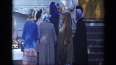 1959: the people were shopping, standing, talking in market ALEDO TEXAS