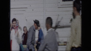 1959: people selling and buying goods at yard sale. ALEDO TEXAS
