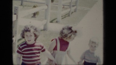 1948: the three children were walking in pathway NEW YORK