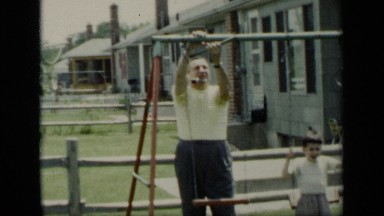 1948: boy on new swingset NEW YORK